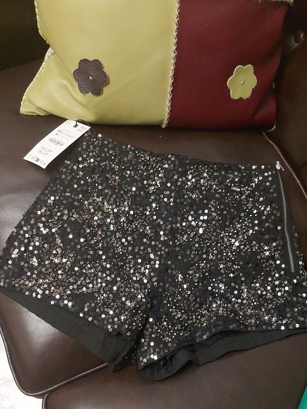 Zara Black Sequin High-Waist Women's Shorts